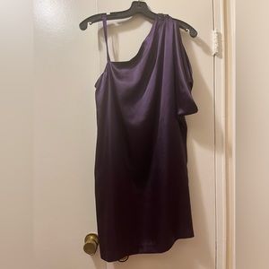 Aidan by Aidan Mattox One shoulder satin purple dress